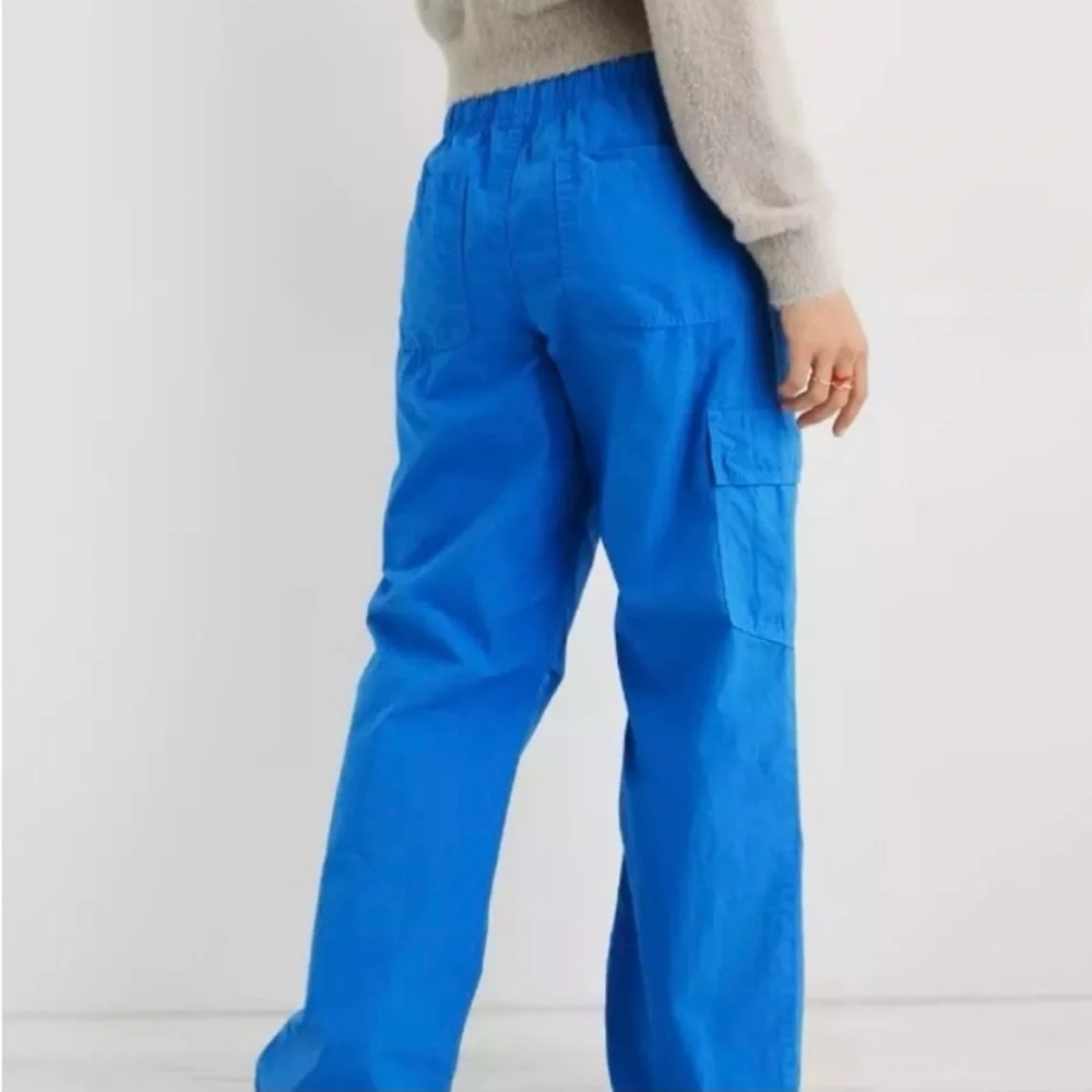 NWT Aerie baggy cargo skater pants XS cotton sustainable drawstring cobalt blue - Picture 2 of 15